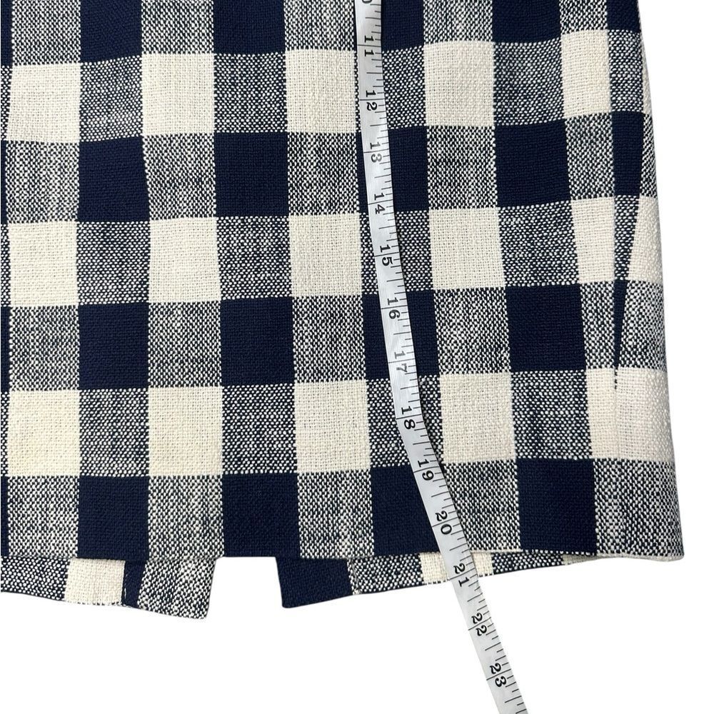 J. Crew Navy & White Gingham Buffalo Plaid Checked Pencil Skirt Size 00 - Picture 6 of 8